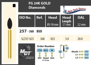 MDT Gold 24K Dijamantno svrdlo mali plamen G/257-023XC