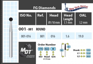 MDT Dijamantno svrdlo kugla 001-016M