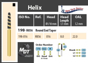 MDT Gold Helix Dijamantno svrdlo stožac sa zaobljenim krajem H198-016XC