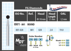 MDT Dijamantno svrdlo kugla 001-020M