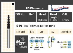 MDT Dijamantno svrdlo stožac sa površinskim brazdama 519-018SXC