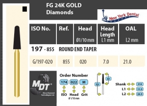 MDT Gold 24K Dijamantno svrdlo stožac sa zaobljenim krajem G/197-020XC