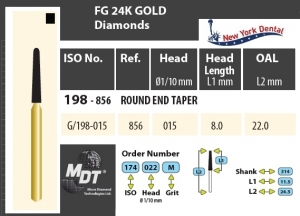 MDT Gold 24K Dijamantno svrdlo stožac sa zaobljenim krajem G/198-015XC