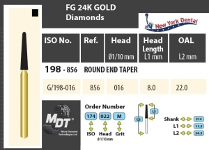MDT Gold 24K Dijamantno svrdlo stožac sa zaobljenim krajem G/198-016XC