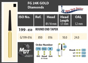 MDT Gold 24K Dijamantno svrdlo stožac sa zaobljenim krajem G/199-016XC