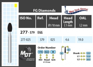 MDT Dijamantno svrdlo jajasto 277-025XF