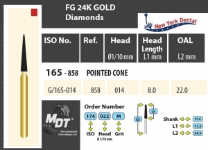 MDT Gold 24K Dijamantno svrdlo oštri stožac G/165-014F
