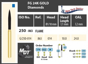 MDT Gold 24K Dijamantno svrdlo plamen G/250-014M