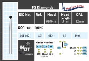MDT Dijamantno svrdlo kugla 001-012M