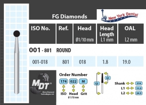 MDT Dijamantno svrdlo kugla 001-018M