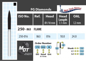 MDT Dijamantno svrdlo duguljasti plamen 250-016XC