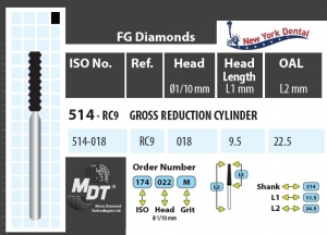 MDT Dijamantno svrdlo valjak sa površinskim brazdama 514-018XC