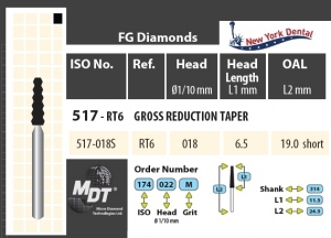 MDT Dijamantno svrdlo stožac sa površinskim brazdama 517-018SXC