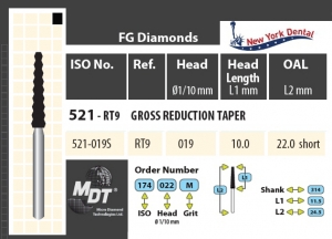MDT Dijamantno svrdlo stožac Reducer (sa površinskim brazdama) 521-019SXC