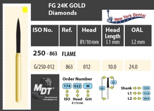 MDT Gold 24K Dijamantno svrdlo plamen G/250-012XF