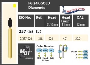 MDT Gold 24K Dijamantno svrdlo mali plamen G/257-020XF