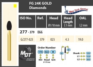 MDT Gold 24K Dijamantno svrdlo jajasto G/277-023XF