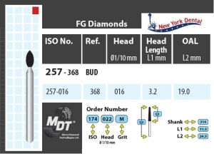 MDT Dijamantno svrdlo mali plamen 257-016F
