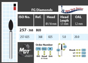 MDT Dijamantno svrdlo mali plamen 257-025F