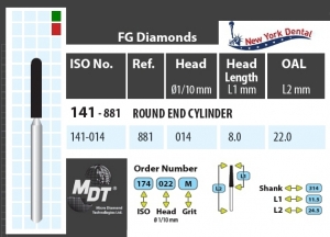 MDT Dijamantno svrdlo valjak sa zaobljenim krajem 141-014C
