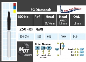MDT Dijamantno svrdlo duguljasti plamen 250-016F