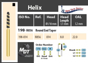 MDT Gold Helix Dijamantno svrdlo stožac sa zaobljenim krajem H198-014XC