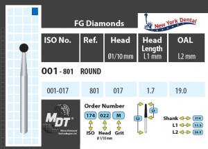 MDT Dijamantno svrdlo kugla 001-017M