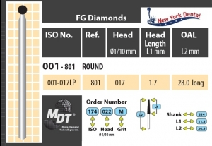 MDT Dijamantno svrdlo kugla 001-017LPM