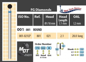 MDT Dijamantno svrdlo kugla 001-021LPM