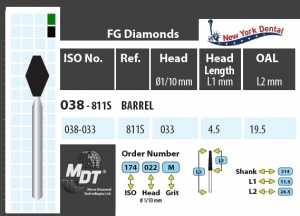 MDT Dijamantno svrdlo bačvasto 039-033XC