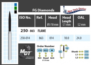 MDT Dijamantno svrdlo duguljasti plamen 250-014M
