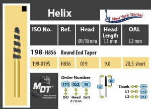 MDT Gold Helix Dijamantno svrdlo stožac sa zaobljenim krajem H198-019SXC