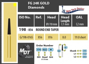 MDT Gold 24K Dijamantno svrdlo stožac sa zaobljenim krajem G/198-016SXF