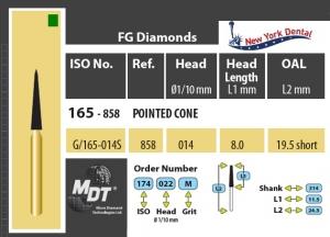 MDT Gold 24K Dijamantno svrdlo oštri stožac G/165-014SC