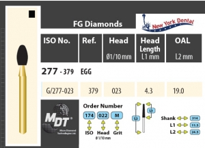 MDT Gold 24K Dijamantno svrdlo jajasto G/277-023XC