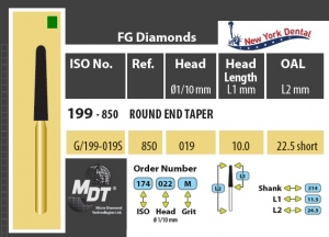 MDT Gold 24K Dijamantno svrdlo stožac sa zaobljenim krajem G/199-019SC