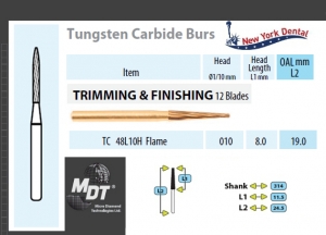 MDT FG Karbidno svrdlo duguljasti plamen TC 48L10H (12 žileta)