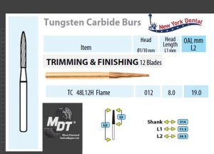 MDT FG Karbidno svrdlo duguljasti plamen TC 48L12H (12 žileta)