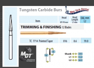 MDT FG Karbidno svrdlo stožac sa zaobljenim krajem TC 7714 (12 žileta)
