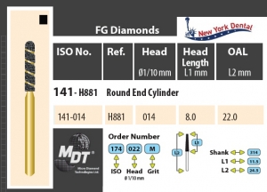 MDT Gold Helix Dijamantno svrdlo valjak sa zaobljenim krajem H141-014XC